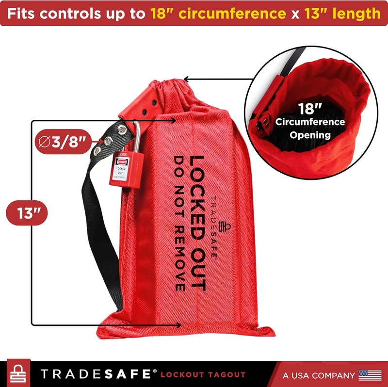TRADESAFE Lockout Tagout Oversized Plug and Hoist Control Cover, Fits 18 x 13 Inches Controls, Tear-Resistant Industrial Lockout Bag for Controls and Switches, Cinch Bag for Safety Lock Out - Image 2